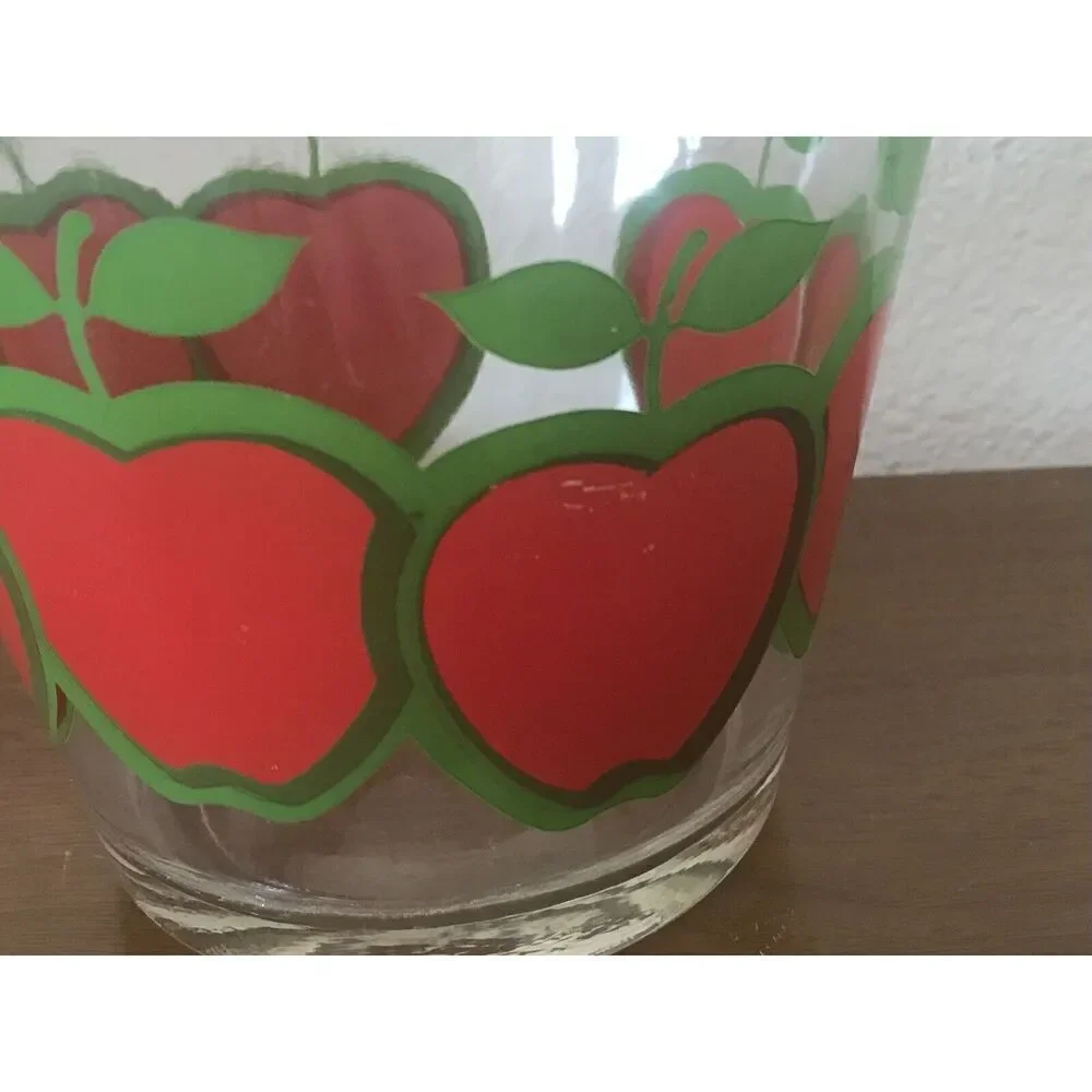 Vintage Red Apple Heavy Glass Ice Bucket Mid Century by Colony 1960s 5